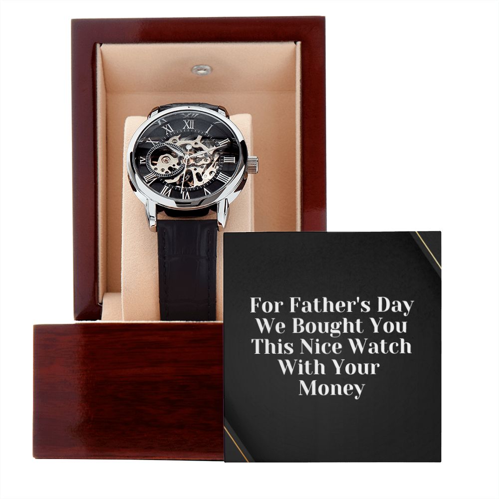 Funny Father Watch, Christmas Gift For Dad, Gift From Daughter, From Son, Message Card Watch, Openwork Watch, To My Dad Gift, Wrist Watch Gift