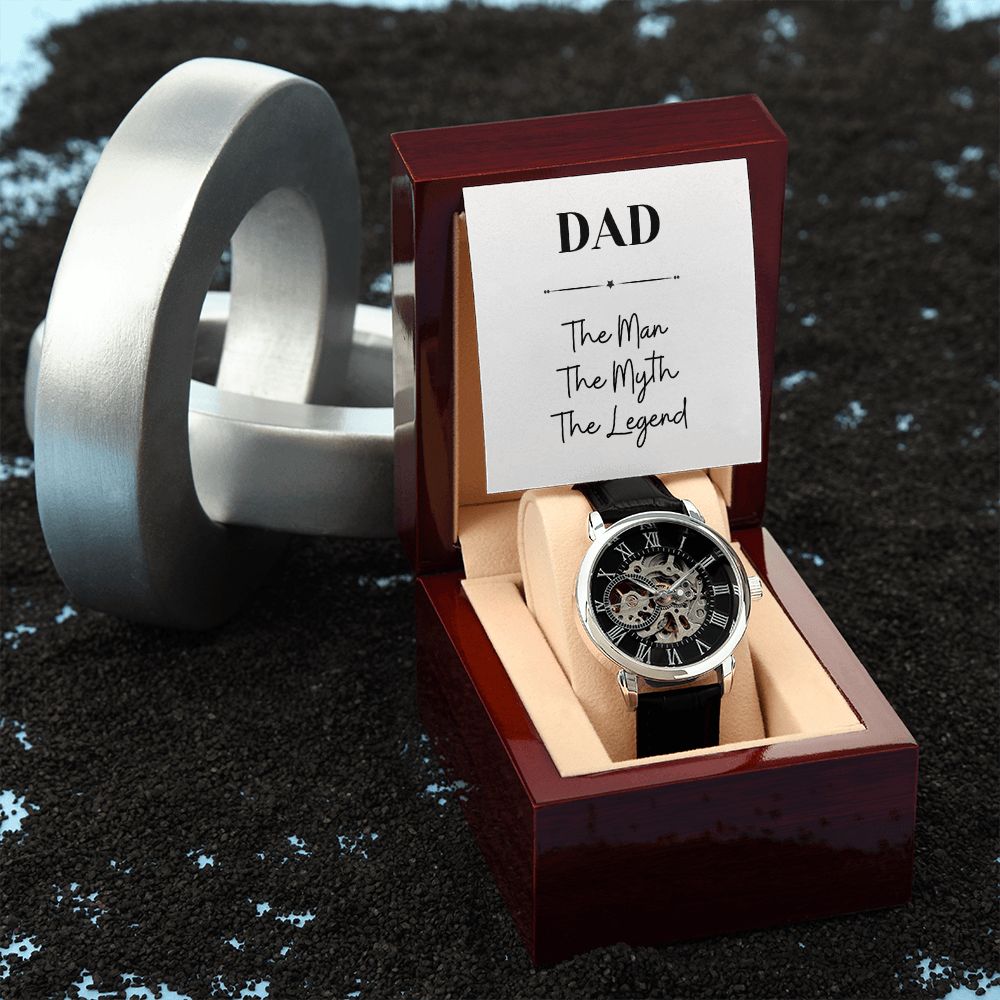 Luxury Father Watch, Christmas Gift For Dad, Gift From Daughter, From Son, Message Card Watch, Openwork Watch, To My Dad Gift, Wrist Watch Gift, Fathers Day