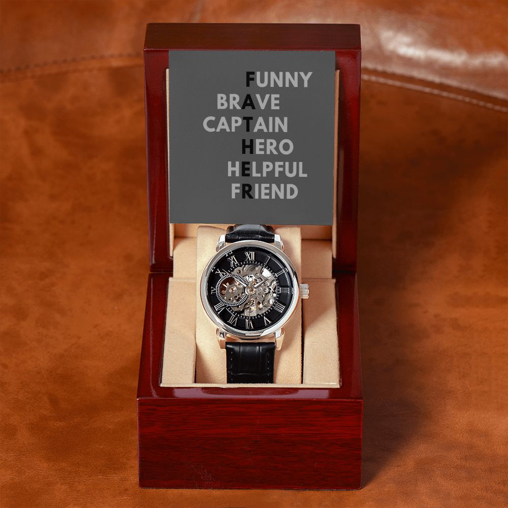 Father's Day Watch, Christmas Gift For Dad, Gift From Daughter, From Son, Message Card Watch, Openwork Watch, To My Dad Gift, Wrist Watch Gift