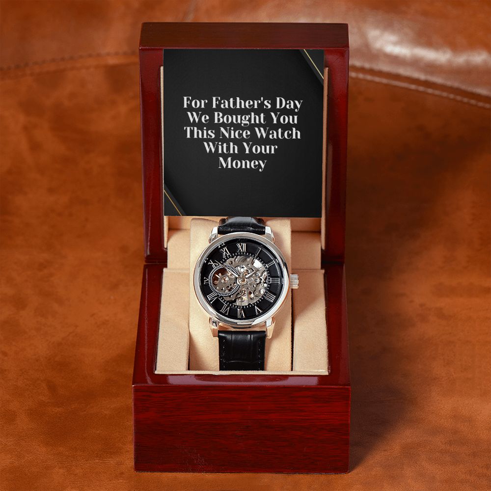 Funny Father Watch, Christmas Gift For Dad, Gift From Daughter, From Son, Message Card Watch, Openwork Watch, To My Dad Gift, Wrist Watch Gift