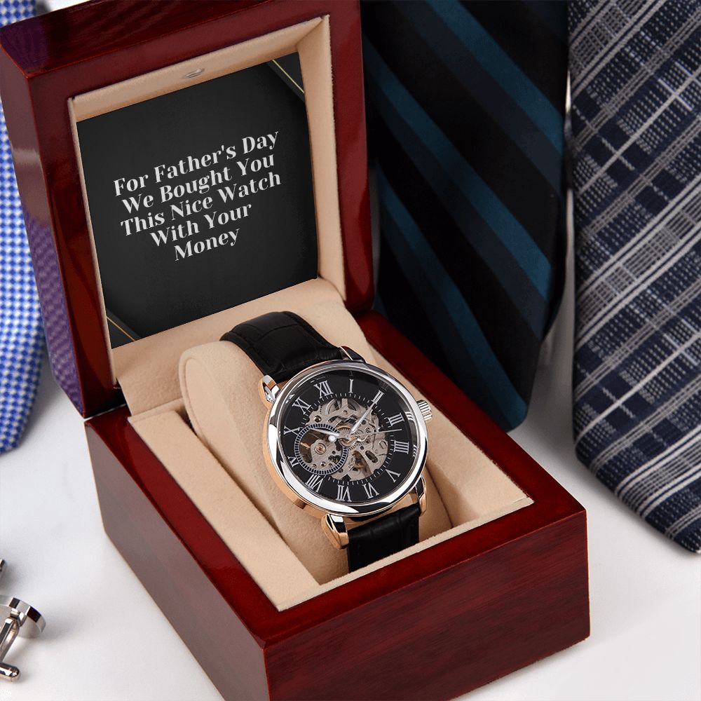Funny Father Watch, Christmas Gift For Dad, Gift From Daughter, From Son, Message Card Watch, Openwork Watch, To My Dad Gift, Wrist Watch Gift