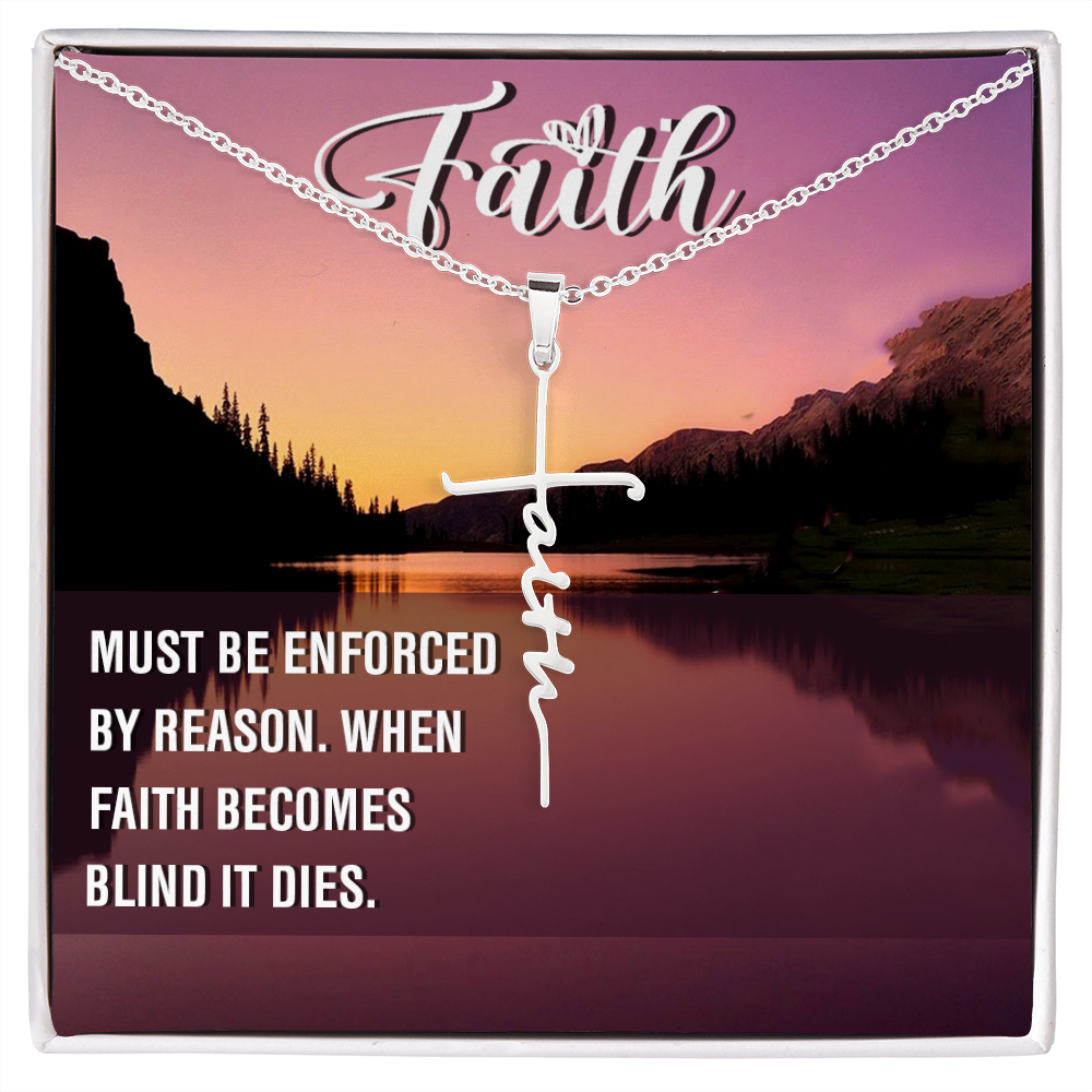 Must be enforced, Faith Cross Necklace, Scripture Encouragement Jewelry Gift, Motivation