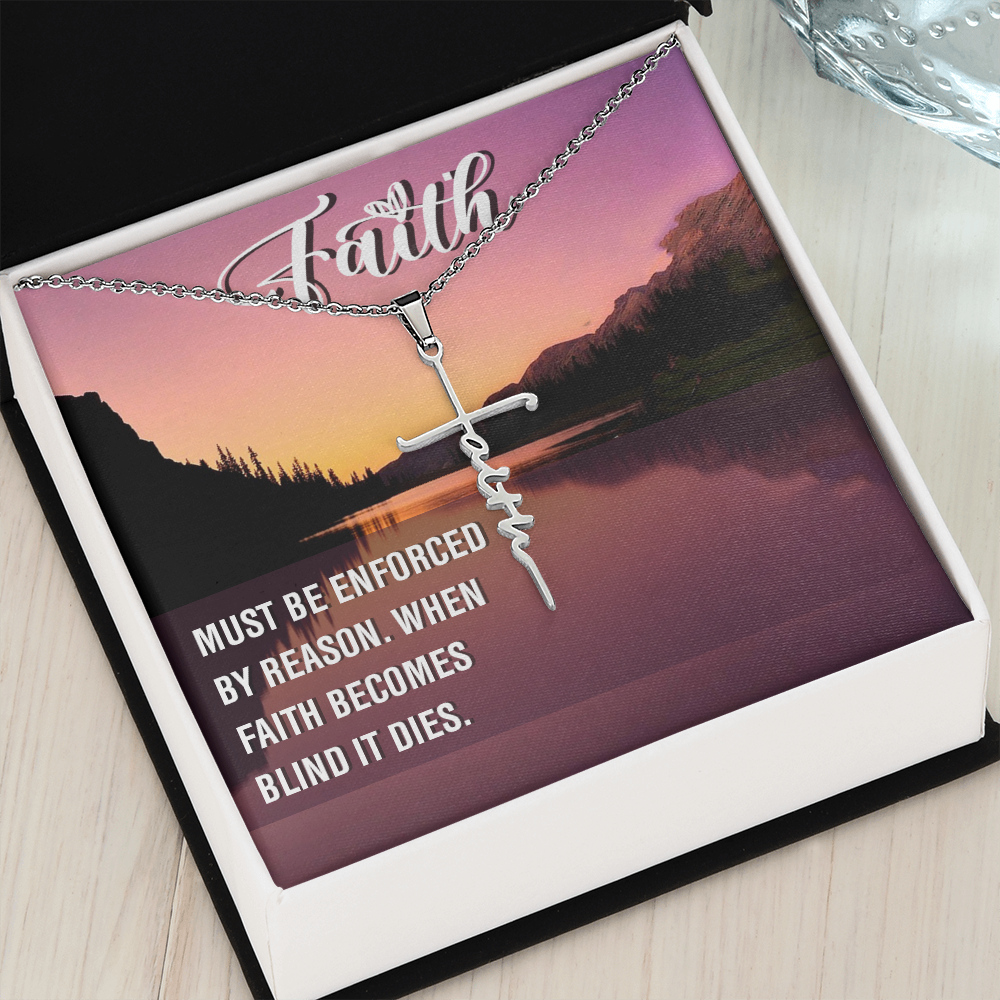 Must be enforced, Faith Cross Necklace, Scripture Encouragement Jewelry Gift, Motivation