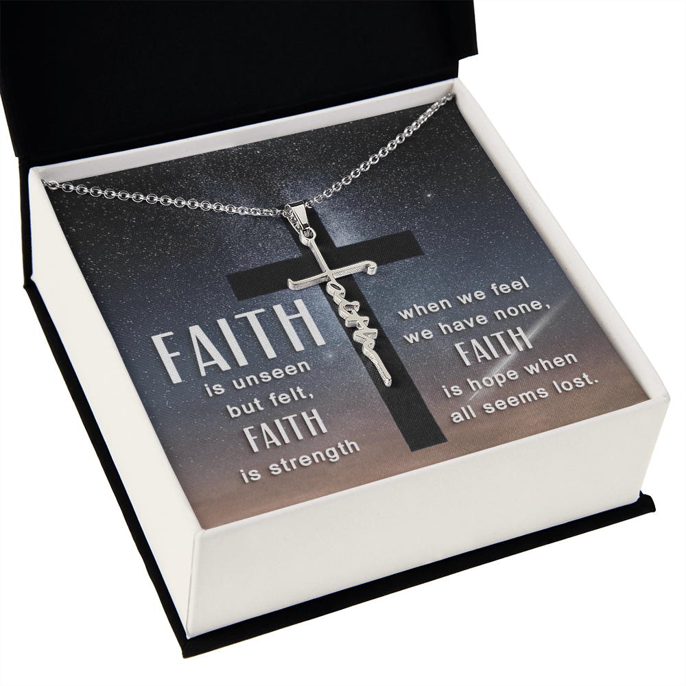 Faith is unseen but felt, Faith Cross Necklace, Scripture Encouragement Jewelry Gift, Motivation