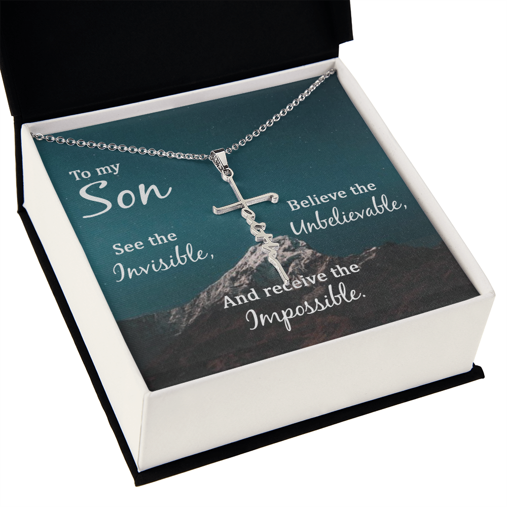 Son Faith Cross Necklace, Scripture Encouragement Jewelry Gift, Motivation