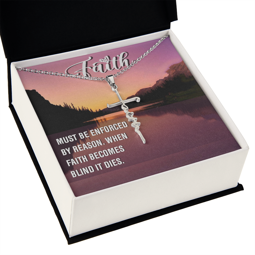 Must be enforced, Faith Cross Necklace, Scripture Encouragement Jewelry Gift, Motivation