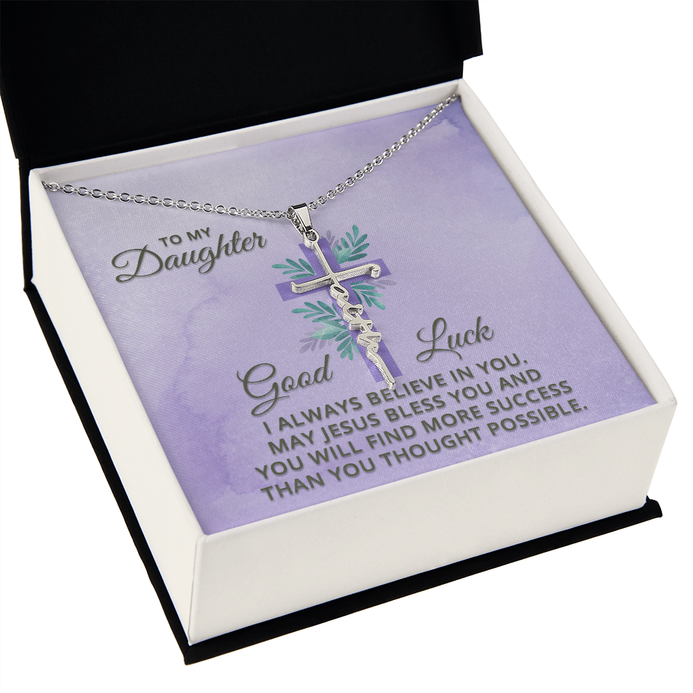 Believe Yourself Daughter Faith Cross Necklace, Scripture Encouragement Jewelry Gift, Motivation