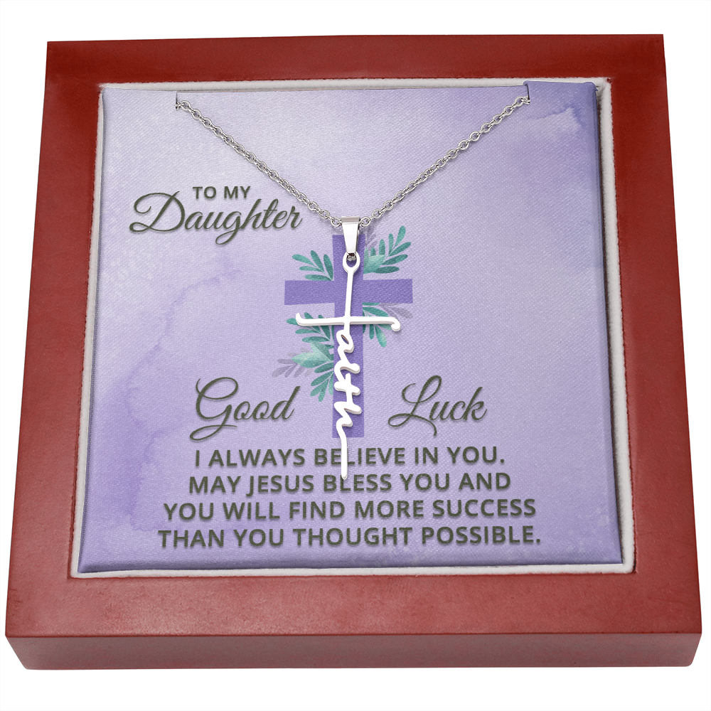Believe Yourself Daughter Faith Cross Necklace, Scripture Encouragement Jewelry Gift, Motivation