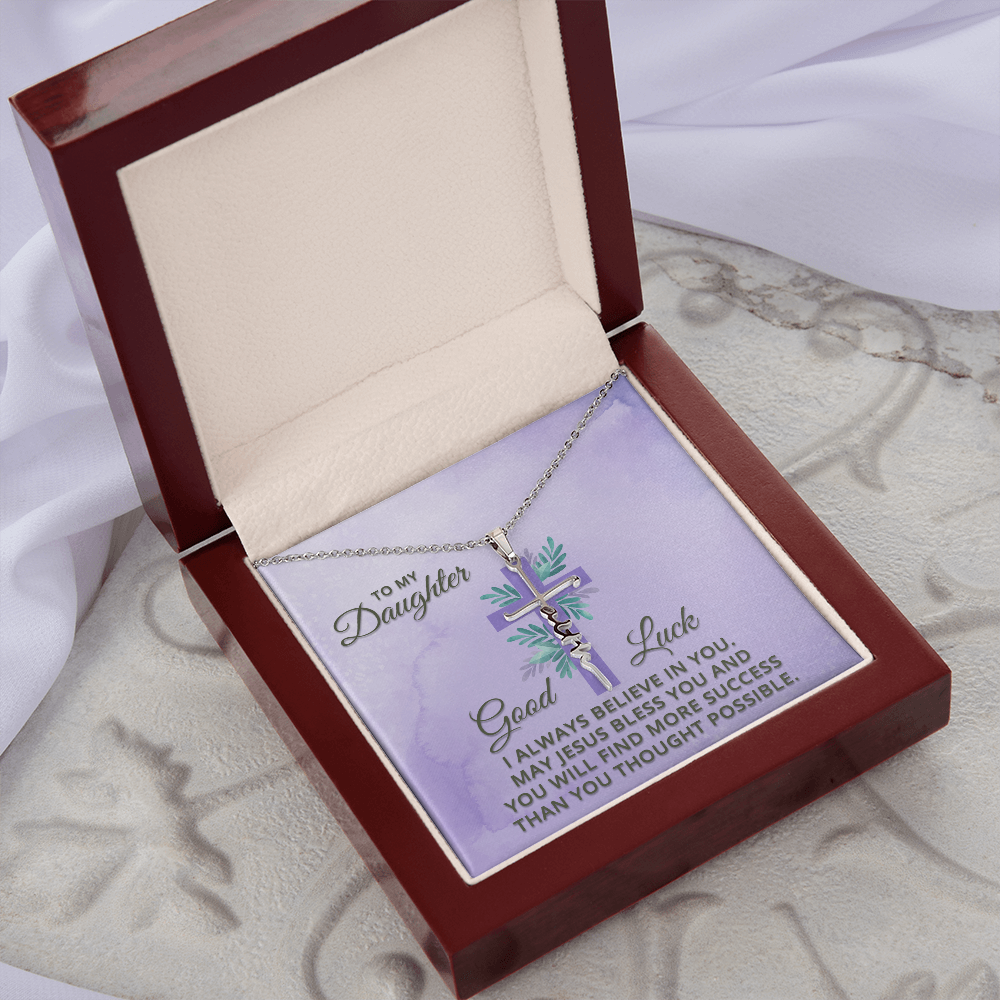 Believe Yourself Daughter Faith Cross Necklace, Scripture Encouragement Jewelry Gift, Motivation