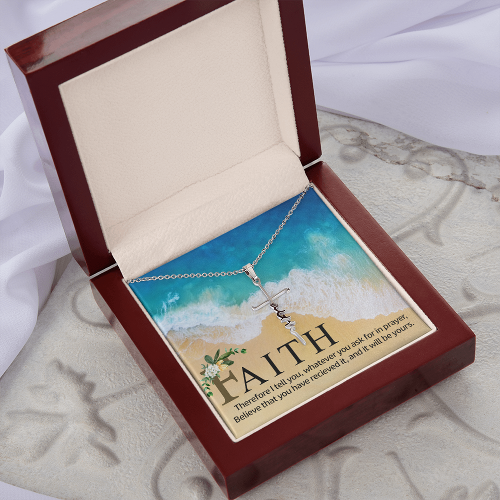 Therefor I tell you, Faith Cross Necklace, Scripture Encouragement Jewelry Gift, Motivation