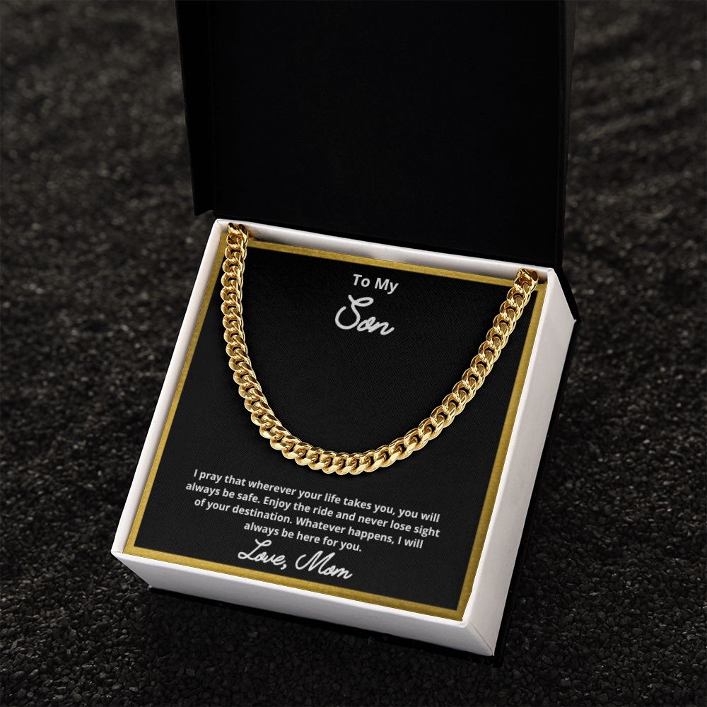To My Son Necklace, Father Son Necklace, Father to Son Birthday Gift, Gifts to Son from Dad, Cuban Link Chain Necklace Gift, Message Card Jewelry