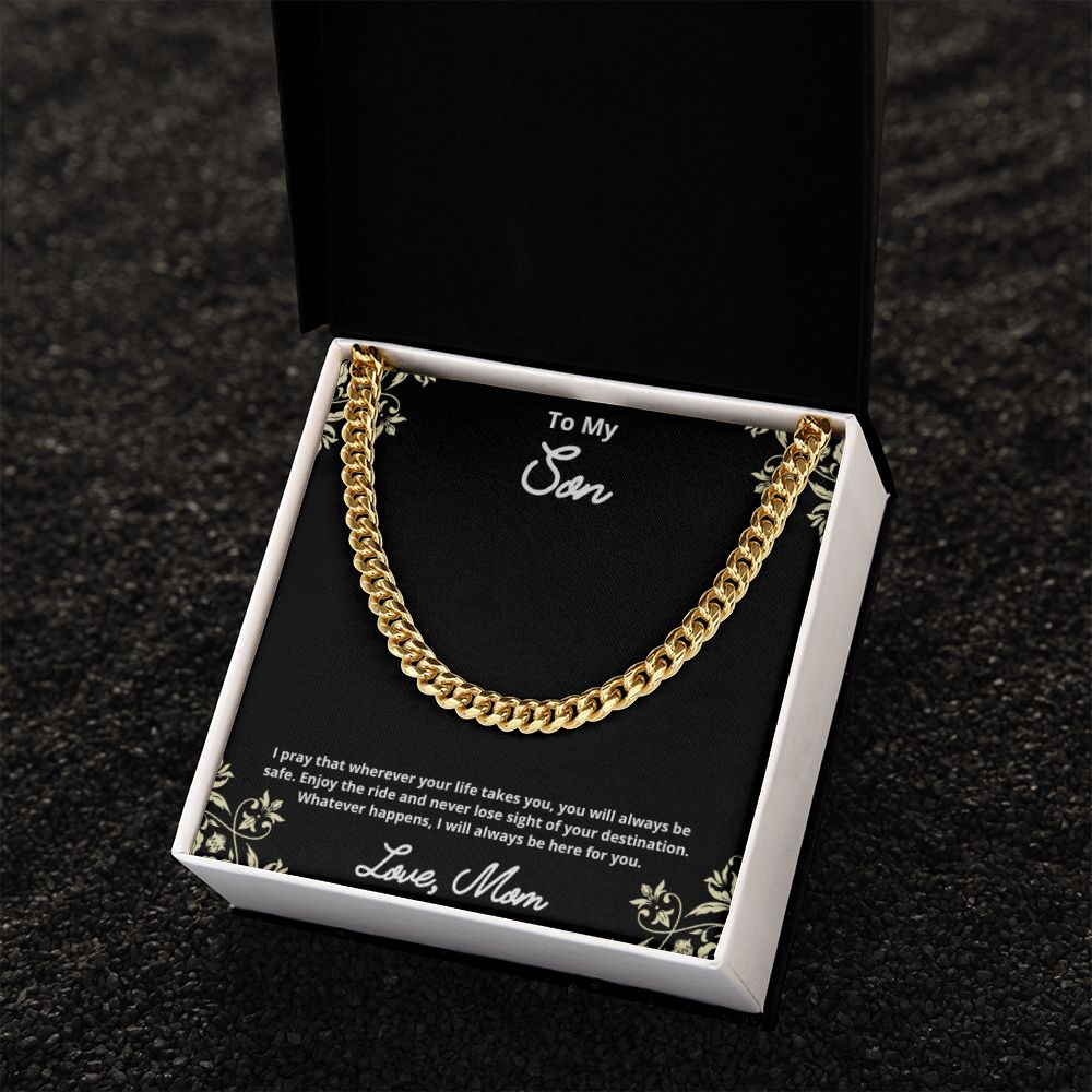 To My Son Necklace, Father Son Necklace, Father to Son Birthday Gift, Gifts to Son from Dad, Cuban Link Chain Necklace Gift, Message Card Jewelry