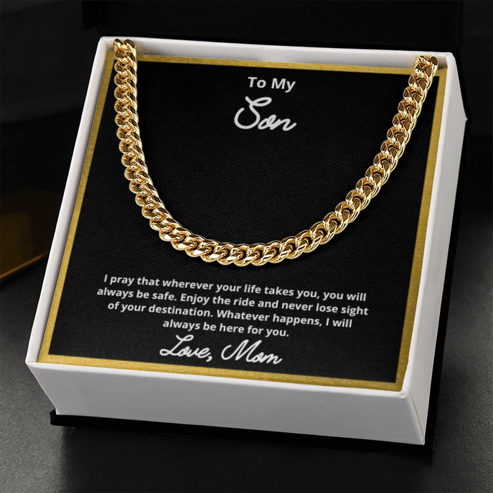 To My Son Necklace, Father Son Necklace, Father to Son Birthday Gift, Gifts to Son from Dad, Cuban Link Chain Necklace Gift, Message Card Jewelry