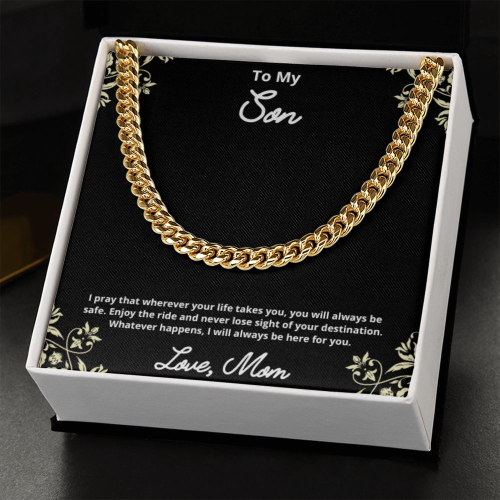 To My Son Necklace, Father Son Necklace, Father to Son Birthday Gift, Gifts to Son from Dad, Cuban Link Chain Necklace Gift, Message Card Jewelry