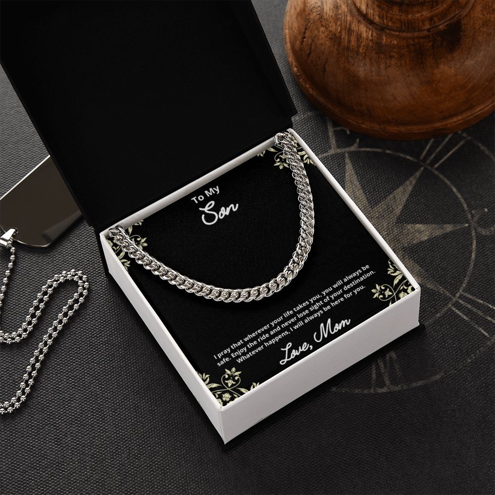 To My Son Necklace, Father Son Necklace, Father to Son Birthday Gift, Gifts to Son from Dad, Cuban Link Chain Necklace Gift, Message Card Jewelry