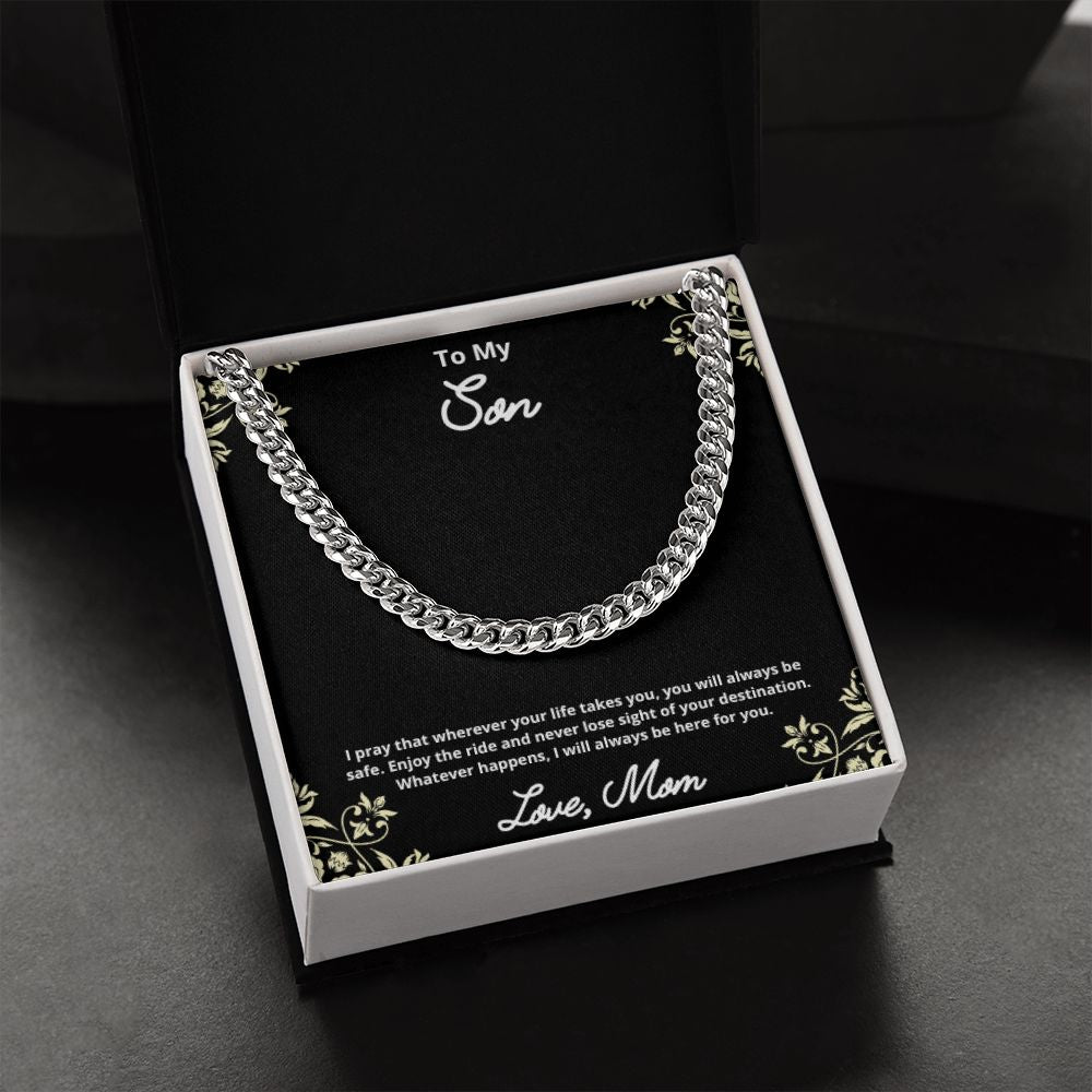 To My Son Necklace, Father Son Necklace, Father to Son Birthday Gift, Gifts to Son from Dad, Cuban Link Chain Necklace Gift, Message Card Jewelry
