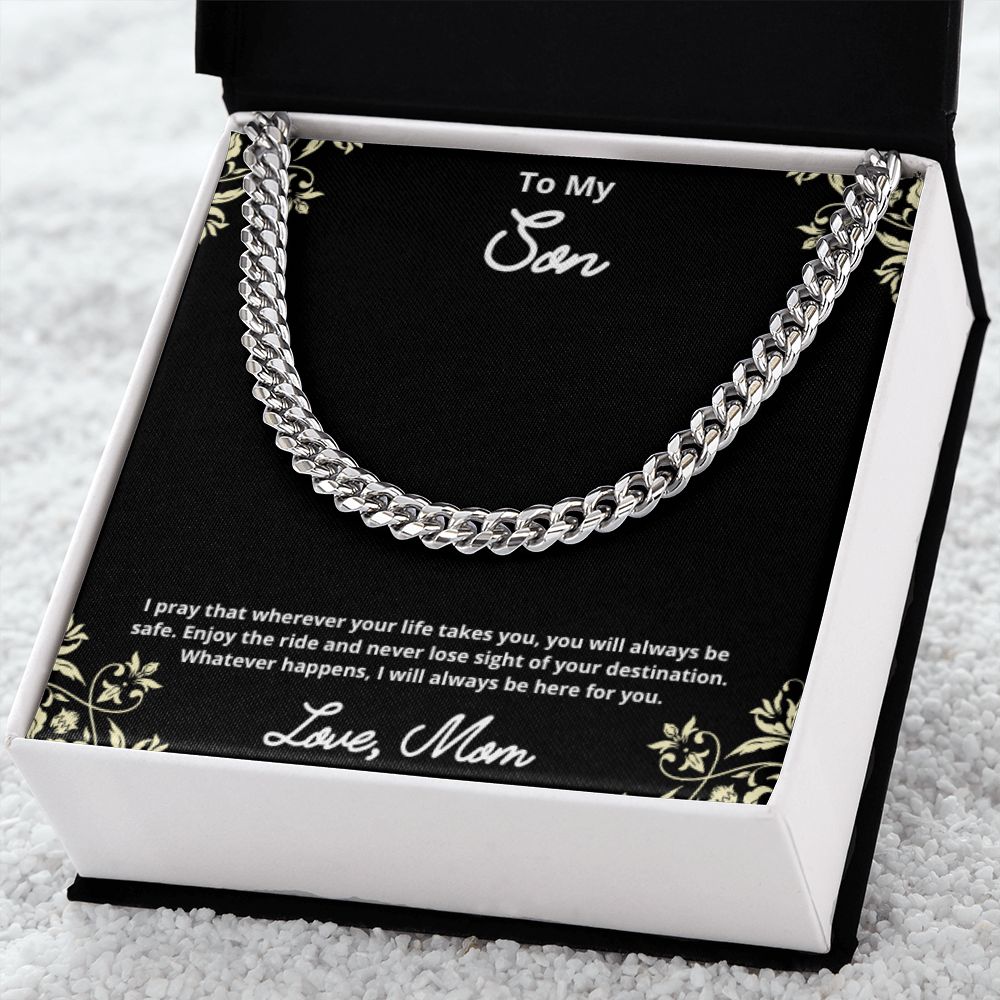 To My Son Necklace, Father Son Necklace, Father to Son Birthday Gift, Gifts to Son from Dad, Cuban Link Chain Necklace Gift, Message Card Jewelry