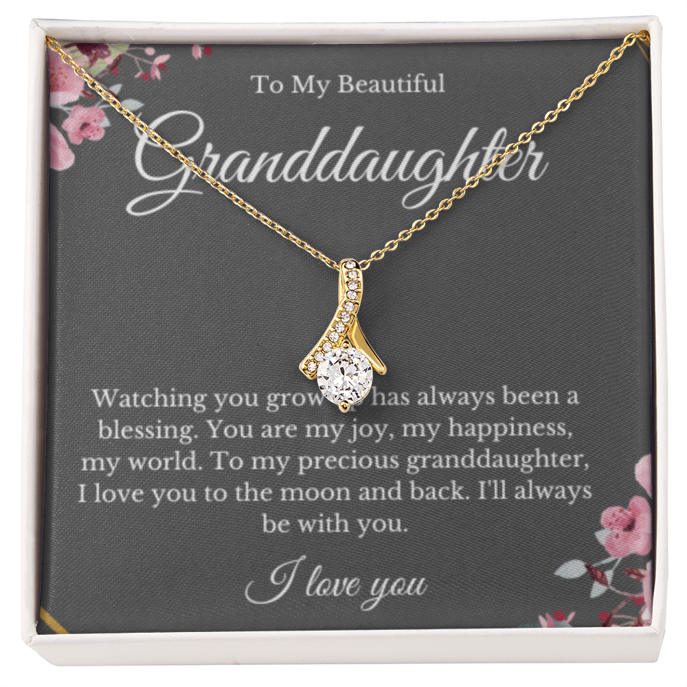 Ribbon Jewelry, Grandparents Granddaughter Necklace, Grandchild Gift, Jewelry for Granddaughter, Message Card Necklace, Minimalist Christmas Gift