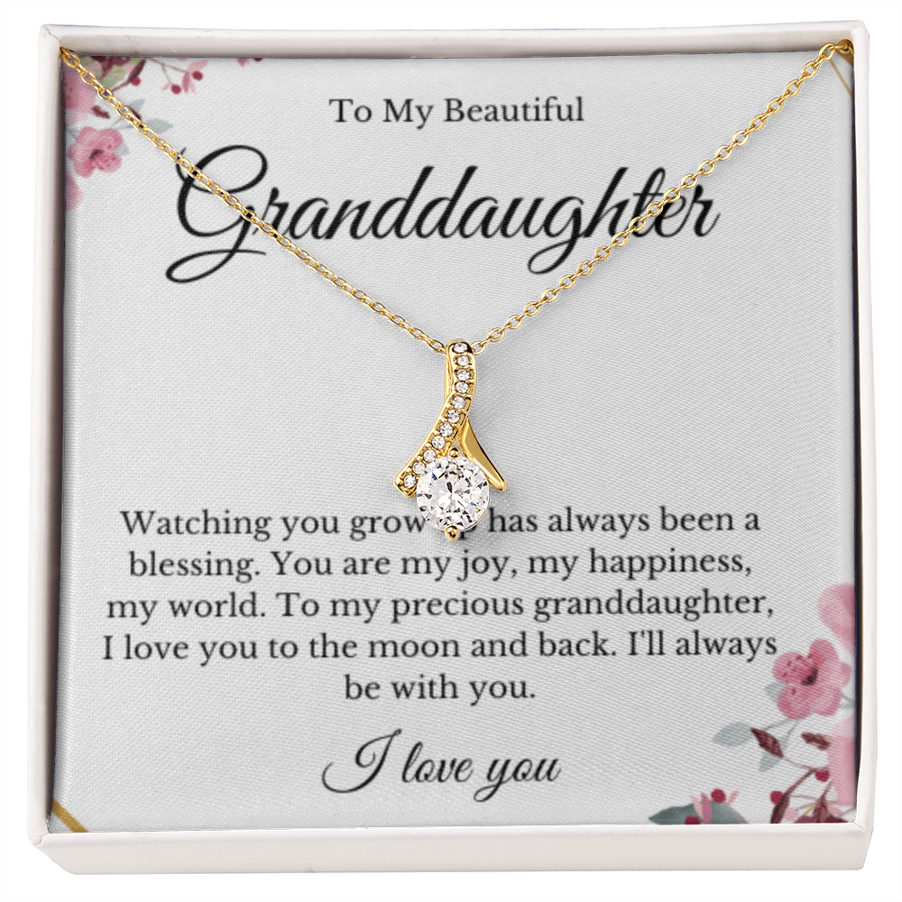Ribbon Jewelry, Grandparents Granddaughter Necklace, Grandchild Gift, Jewelry for Granddaughter, Message Card Necklace, Minimalist Christmas Gift