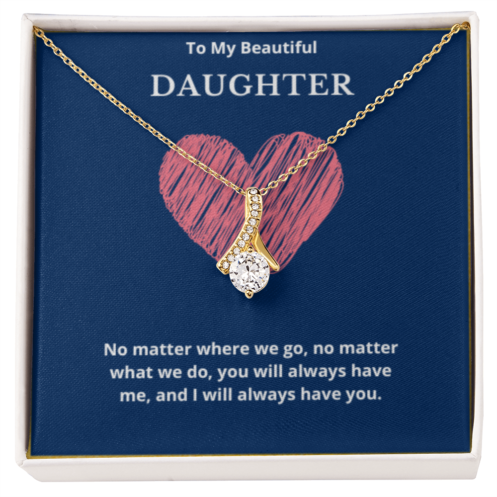 To My Beautiful Daughter Ribbon Necklace, Gift For Daughter From Mom, Daughter's Birthday, Daughter's Graduation, Daughter Jewelry