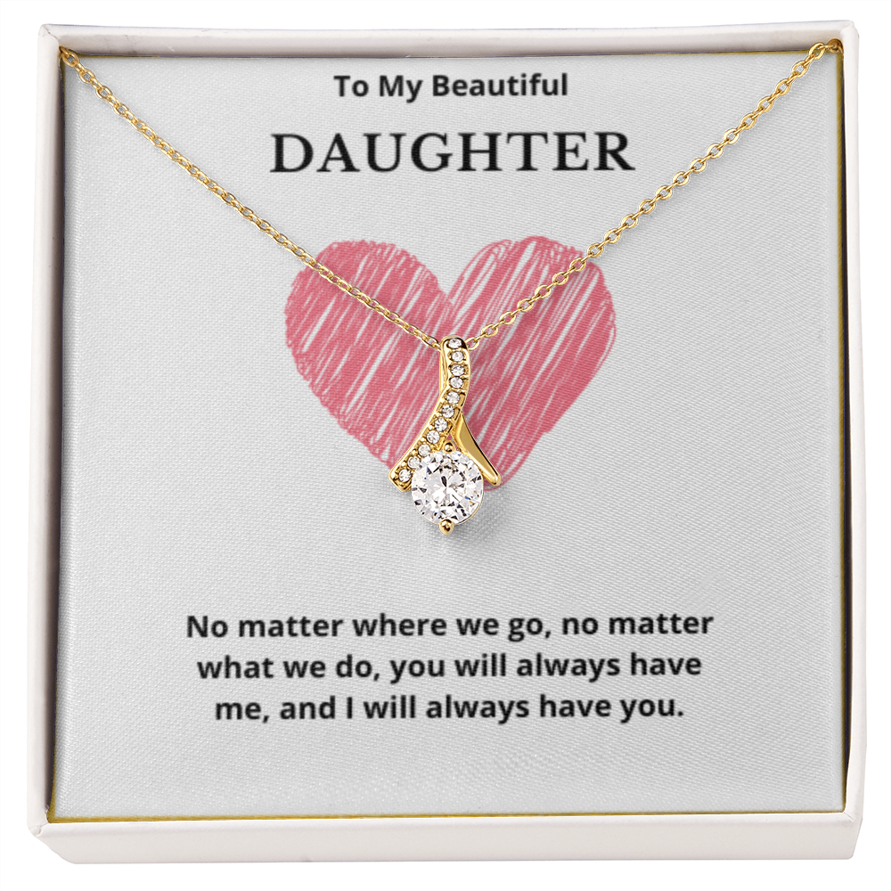 To My Beautiful Daughter Ribbon Necklace, Gift For Daughter From Mom, Daughter's Birthday, Daughter's Graduation, Daughter Jewelry