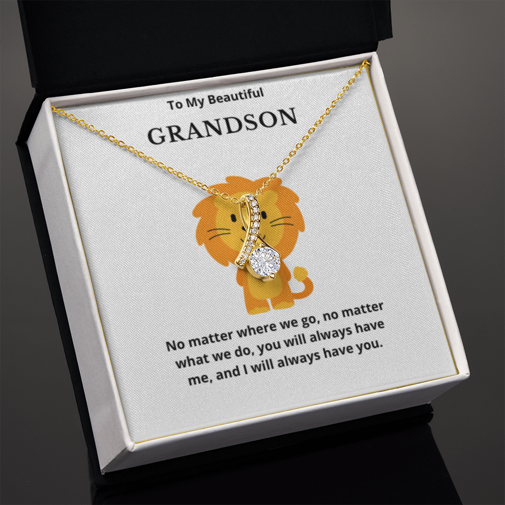 To Grandson Interlocked Hearts Necklace, Present For Grandson Birthday/Christmas Gifts For Grandson Necklace Grandson Jewelry