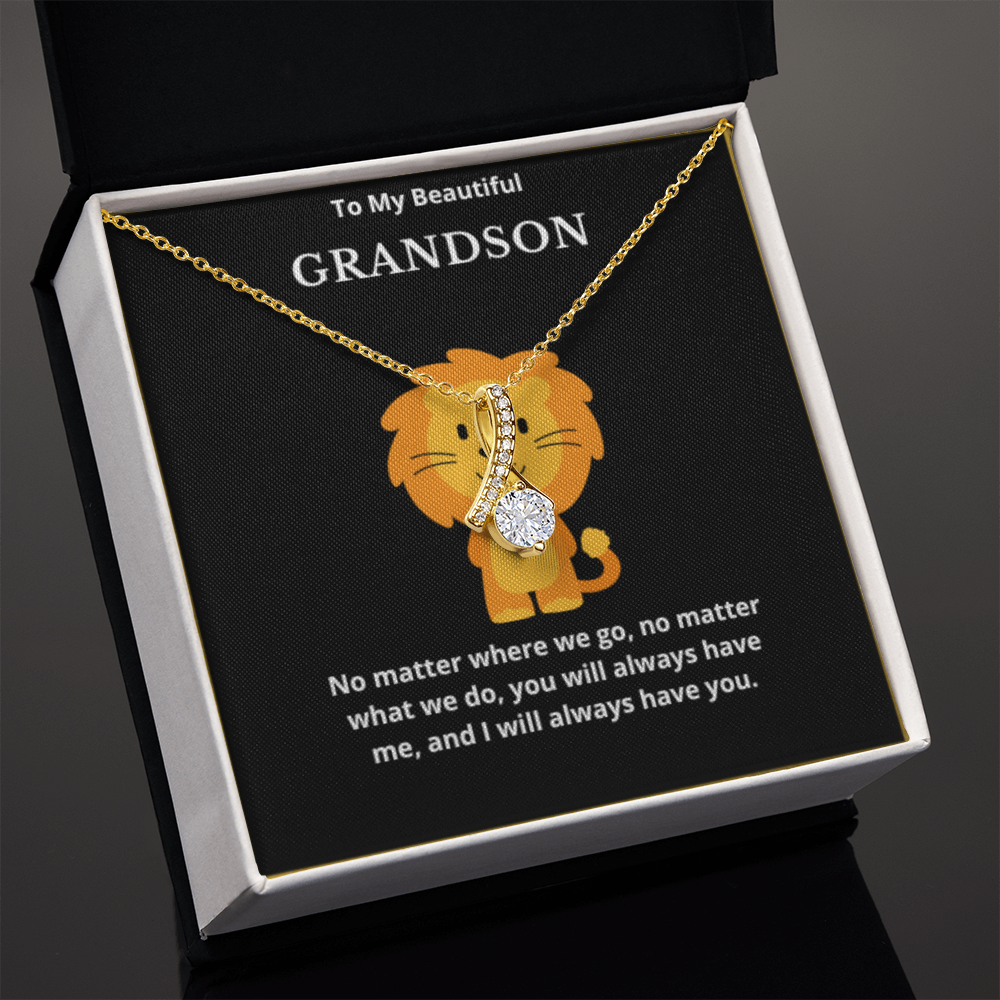 To Grandson Interlocked Hearts Necklace, Present For Grandson Birthday/Christmas Gifts For Grandson Necklace Grandson Jewelry