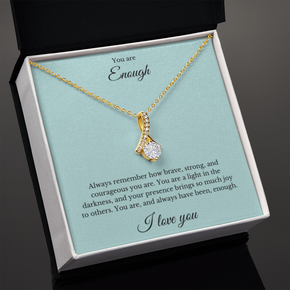 Ribbon Necklace, You Are Enough Necklace, Affirmation Necklace, Gift for Best Friend, Gift for Daughter, Encouragement Gift, Motivational Gift, Gift for Her