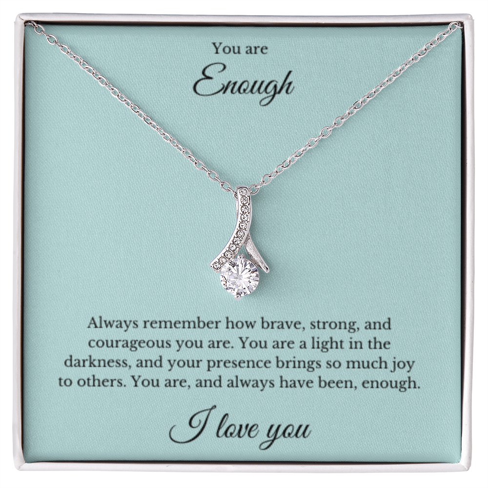 Ribbon Necklace, You Are Enough Necklace, Affirmation Necklace, Gift for Best Friend, Gift for Daughter, Encouragement Gift, Motivational Gift, Gift for Her