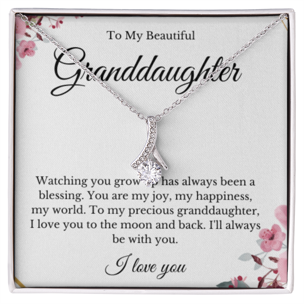 Ribbon Jewelry, Grandparents Granddaughter Necklace, Grandchild Gift, Jewelry for Granddaughter, Message Card Necklace, Minimalist Christmas Gift