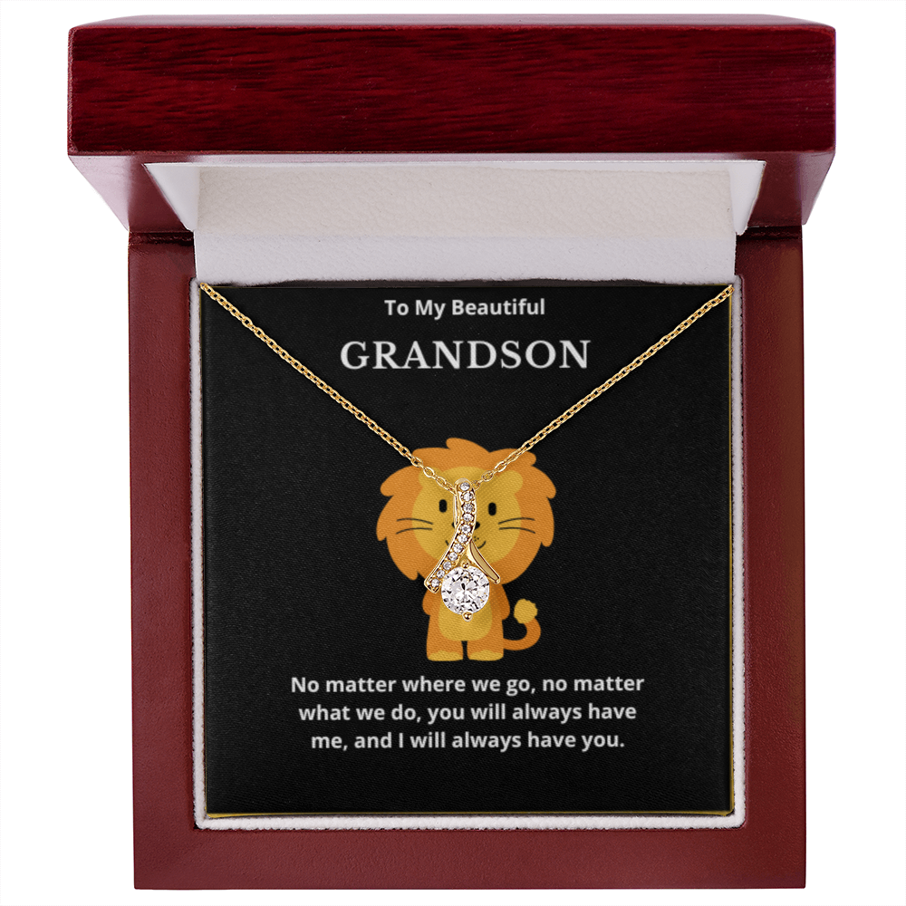 To Grandson Interlocked Hearts Necklace, Present For Grandson Birthday/Christmas Gifts For Grandson Necklace Grandson Jewelry