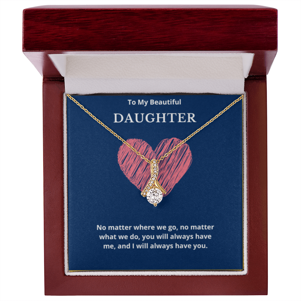 To My Beautiful Daughter Ribbon Necklace, Gift For Daughter From Mom, Daughter's Birthday, Daughter's Graduation, Daughter Jewelry