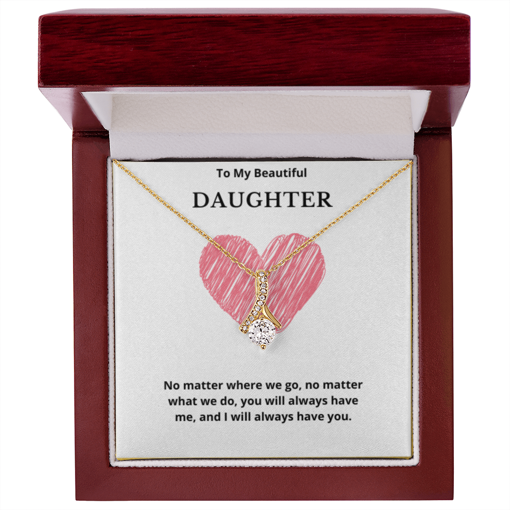To My Beautiful Daughter Ribbon Necklace, Gift For Daughter From Mom, Daughter's Birthday, Daughter's Graduation, Daughter Jewelry