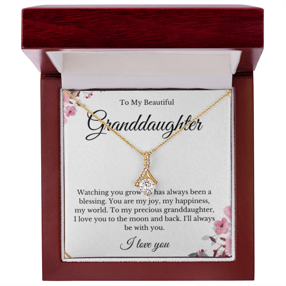 Ribbon Jewelry, Grandparents Granddaughter Necklace, Grandchild Gift, Jewelry for Granddaughter, Message Card Necklace, Minimalist Christmas Gift