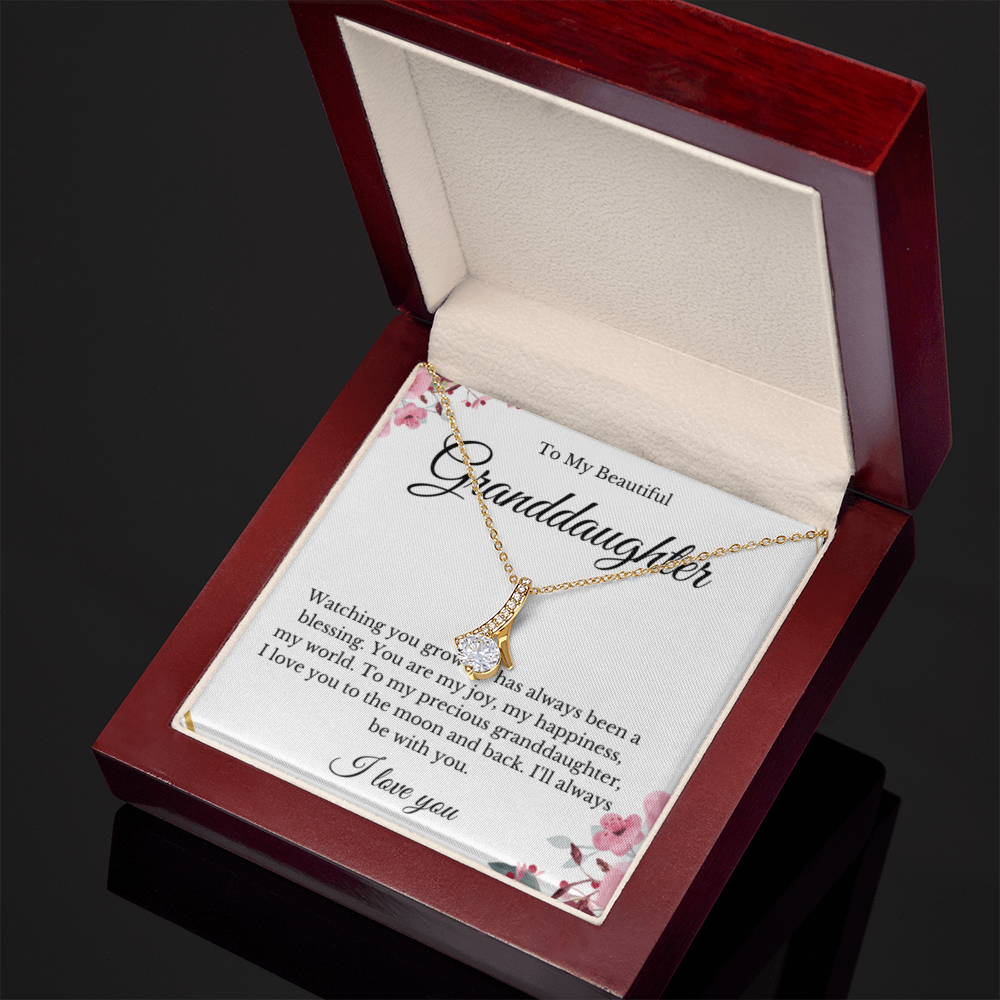 Ribbon Jewelry, Grandparents Granddaughter Necklace, Grandchild Gift, Jewelry for Granddaughter, Message Card Necklace, Minimalist Christmas Gift