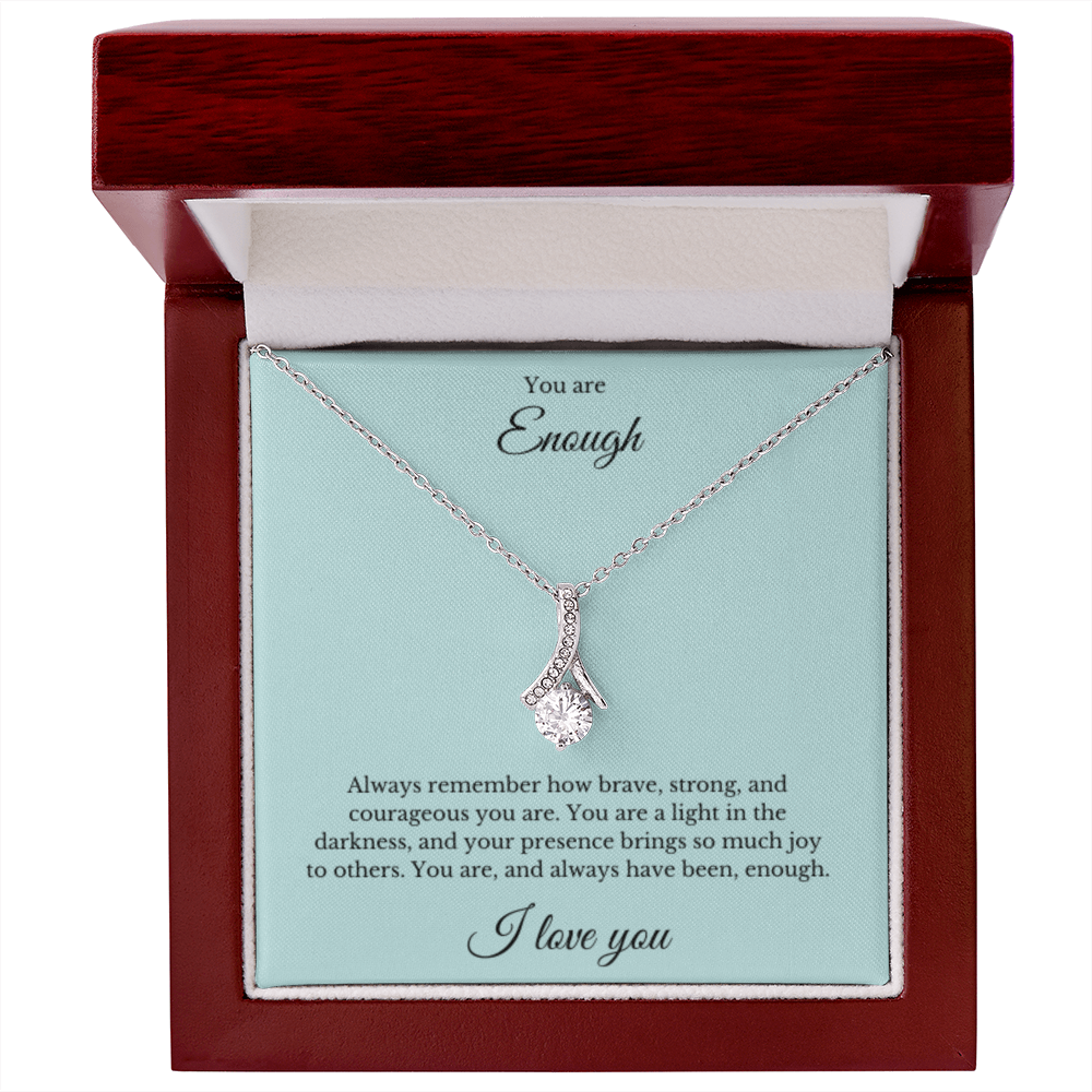 Ribbon Necklace, You Are Enough Necklace, Affirmation Necklace, Gift for Best Friend, Gift for Daughter, Encouragement Gift, Motivational Gift, Gift for Her