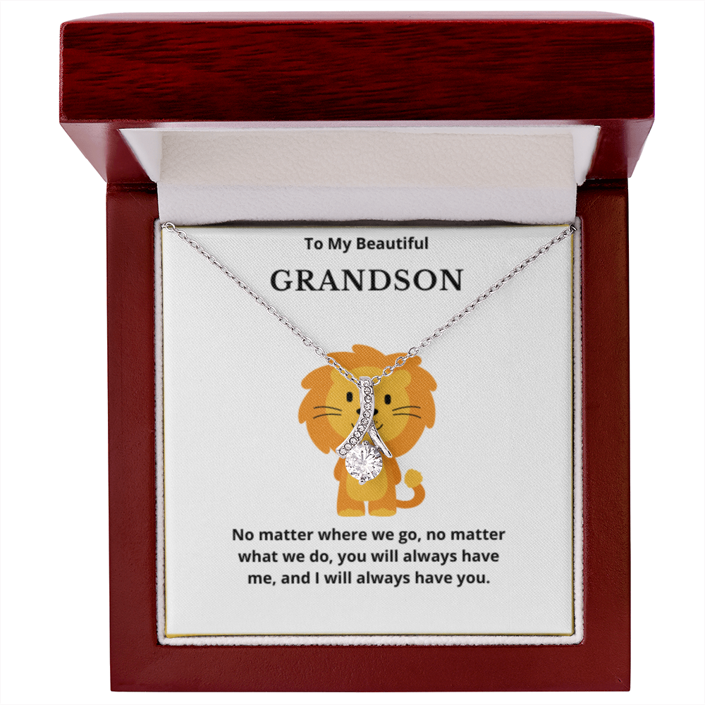 To Grandson Interlocked Hearts Necklace, Present For Grandson Birthday/Christmas Gifts For Grandson Necklace Grandson Jewelry