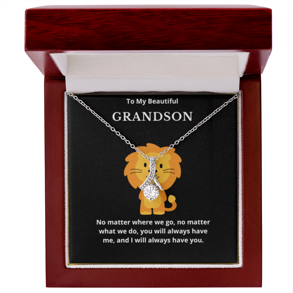 To Grandson Interlocked Hearts Necklace, Present For Grandson Birthday/Christmas Gifts For Grandson Necklace Grandson Jewelry