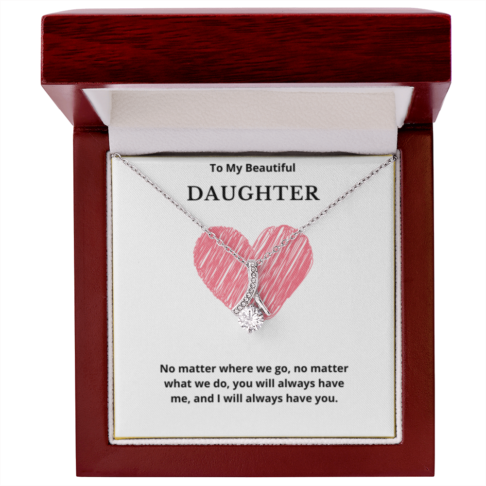 To My Beautiful Daughter Ribbon Necklace, Gift For Daughter From Mom, Daughter's Birthday, Daughter's Graduation, Daughter Jewelry