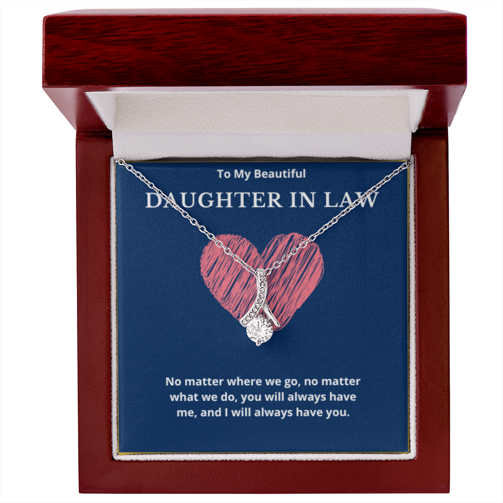 To Daughter in law Ribbon Necklace, Present For Daughter in law Birthday/Christmas Gifts For Daughter Necklace Jewelry