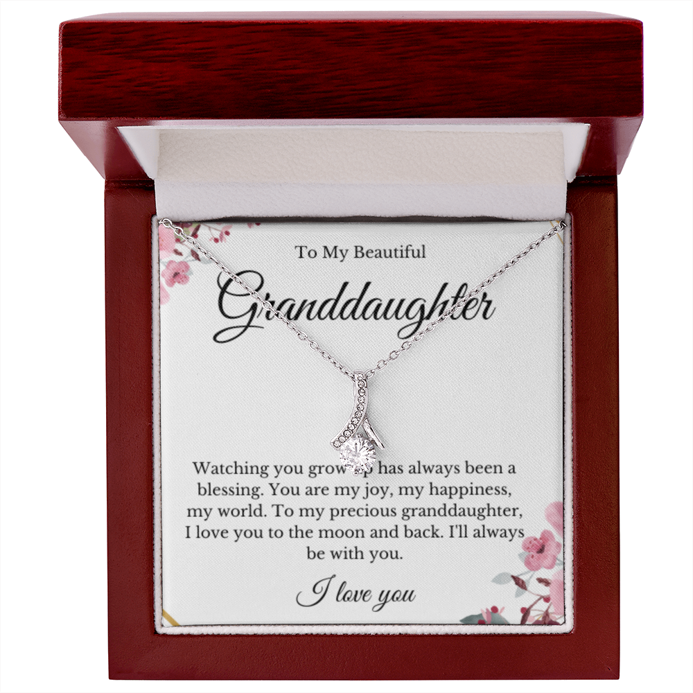 Ribbon Jewelry, Grandparents Granddaughter Necklace, Grandchild Gift, Jewelry for Granddaughter, Message Card Necklace, Minimalist Christmas Gift