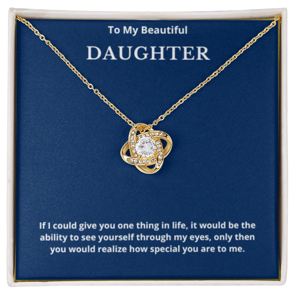 To My Beautiful Daughter Love Knot Necklace, Gift For Daughter From Mom, Daughter's Birthday, Daughter's Graduation, Daughter Jewelry