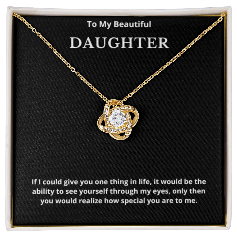 To My Beautiful Daughter Love Knot Necklace, Gift For Daughter From Mom, Daughter's Birthday, Daughter's Graduation, Daughter Jewelry