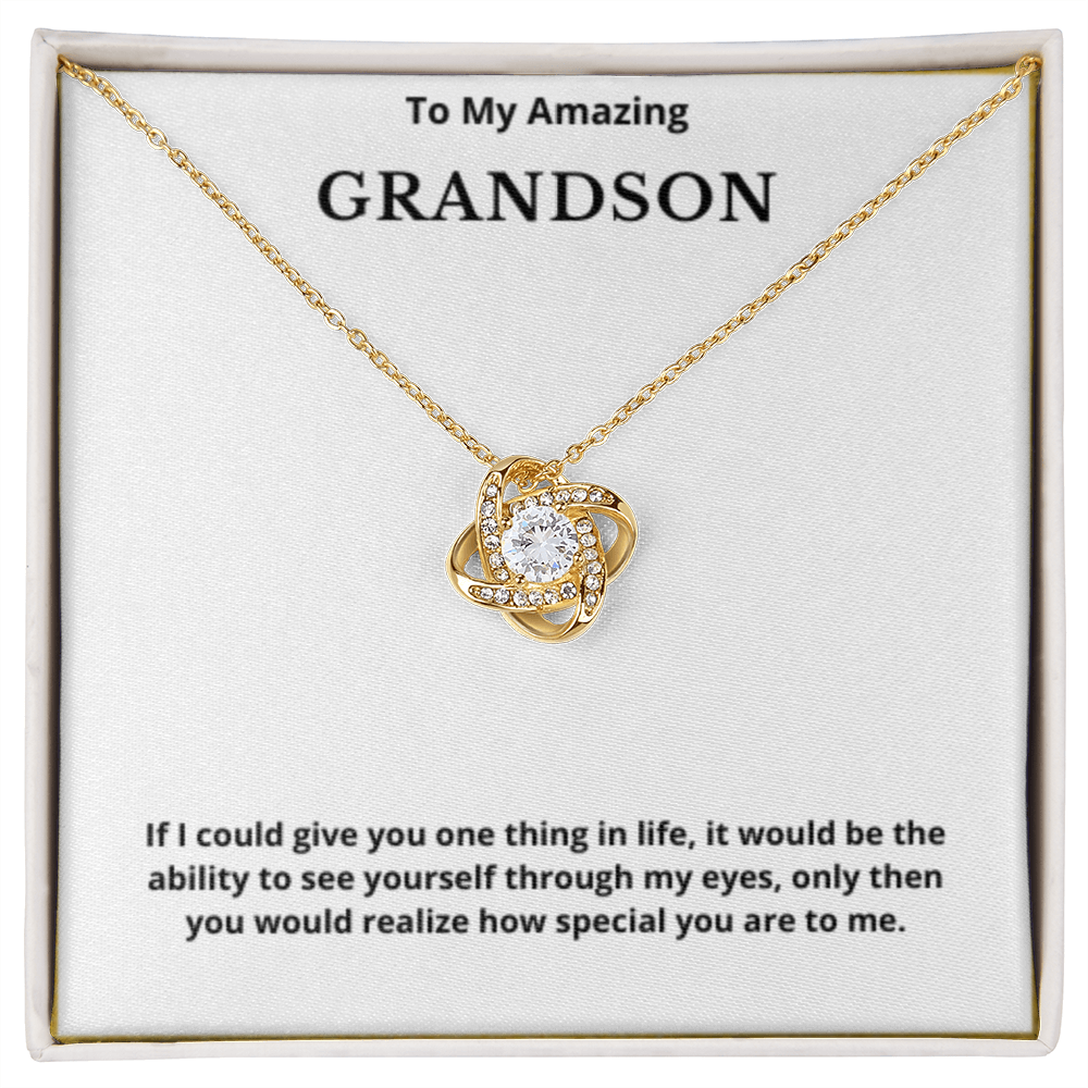 To Grandson Love Knot Necklace, Present For Grandson Birthday/Christmas Gifts For Grandson Necklace Grandson Jewelry Grandson Wedding Day Gifts