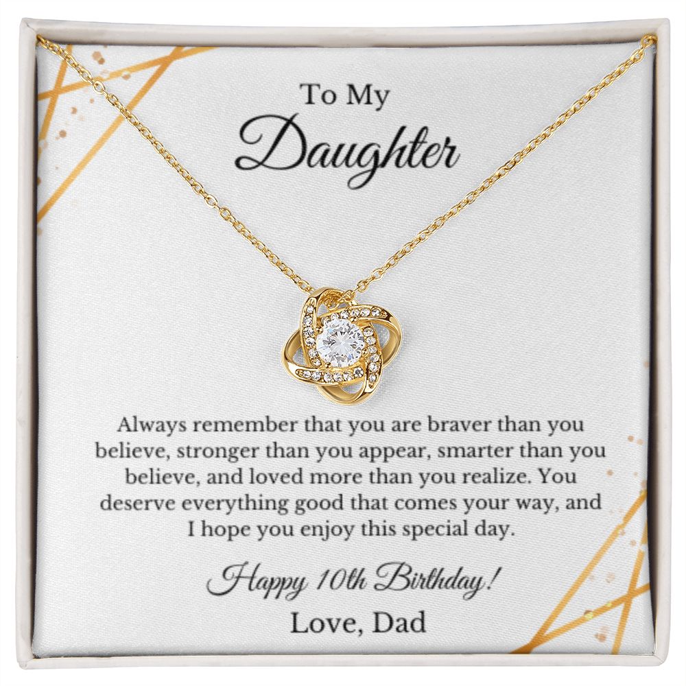 Daughter's 10th Birthday Necklace Gift With Message Card, To My Daughter 10th Birthday Gift From Dad