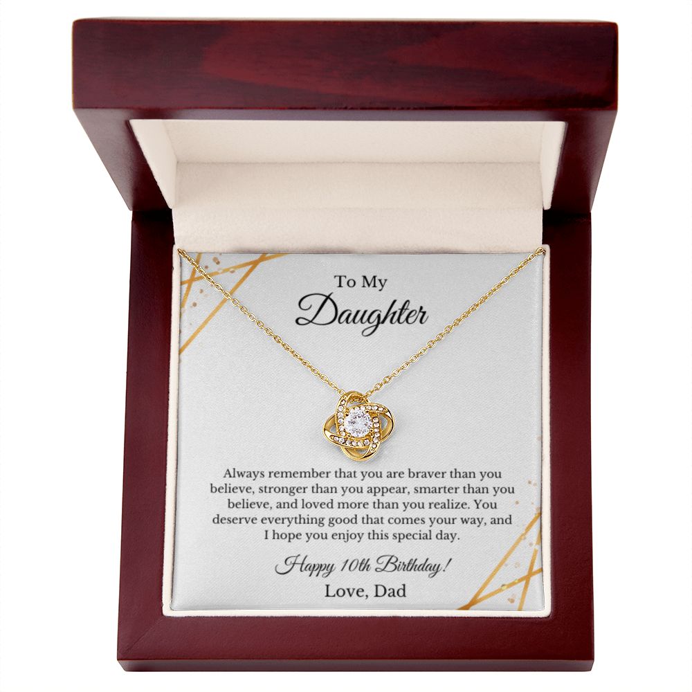 Daughter's 10th Birthday Necklace Gift With Message Card, To My Daughter 10th Birthday Gift From Dad