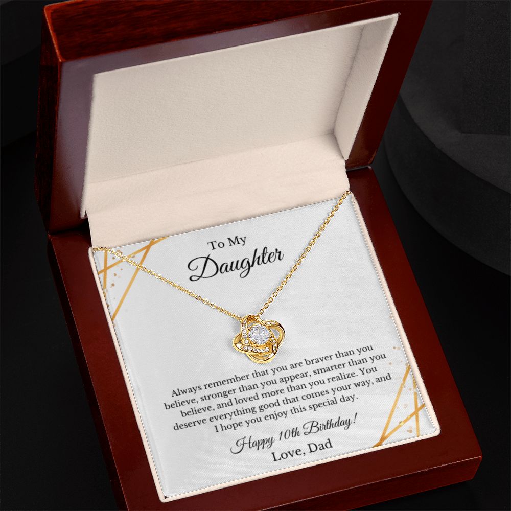 Daughter's 10th Birthday Necklace Gift With Message Card, To My Daughter 10th Birthday Gift From Dad