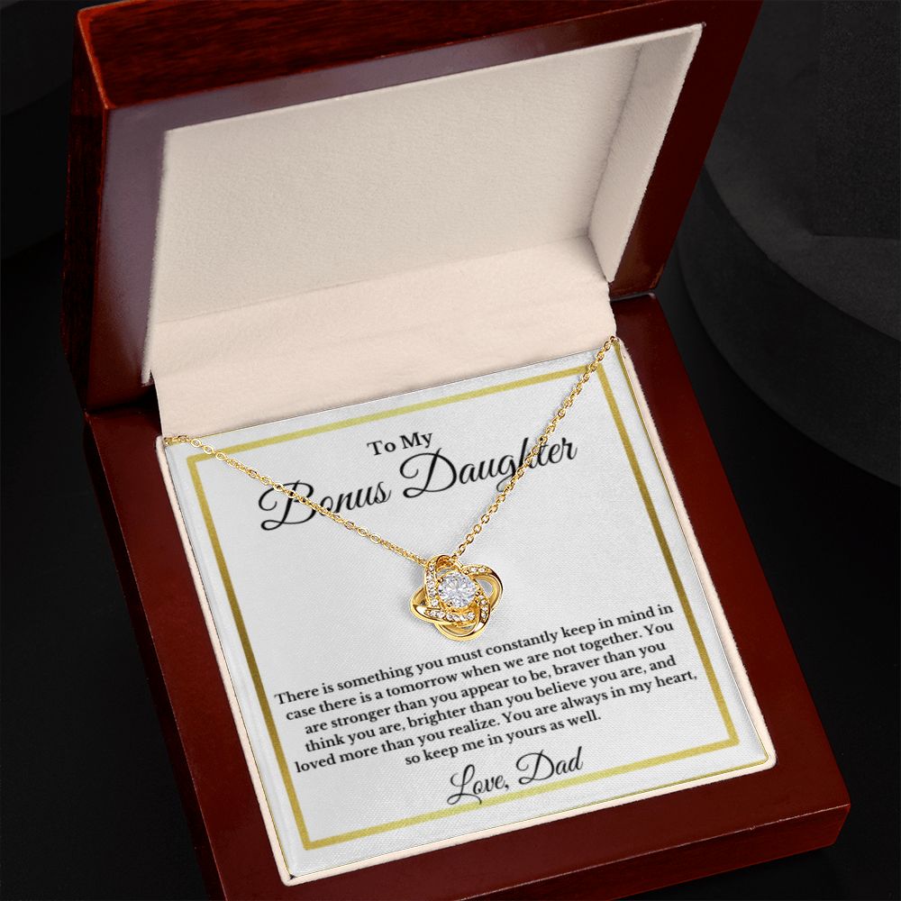 To My Bonus Daughter Necklace, Father Step Daughter Necklace, Birthday, Gifts to Bonus Daughter, Message Card Necklace