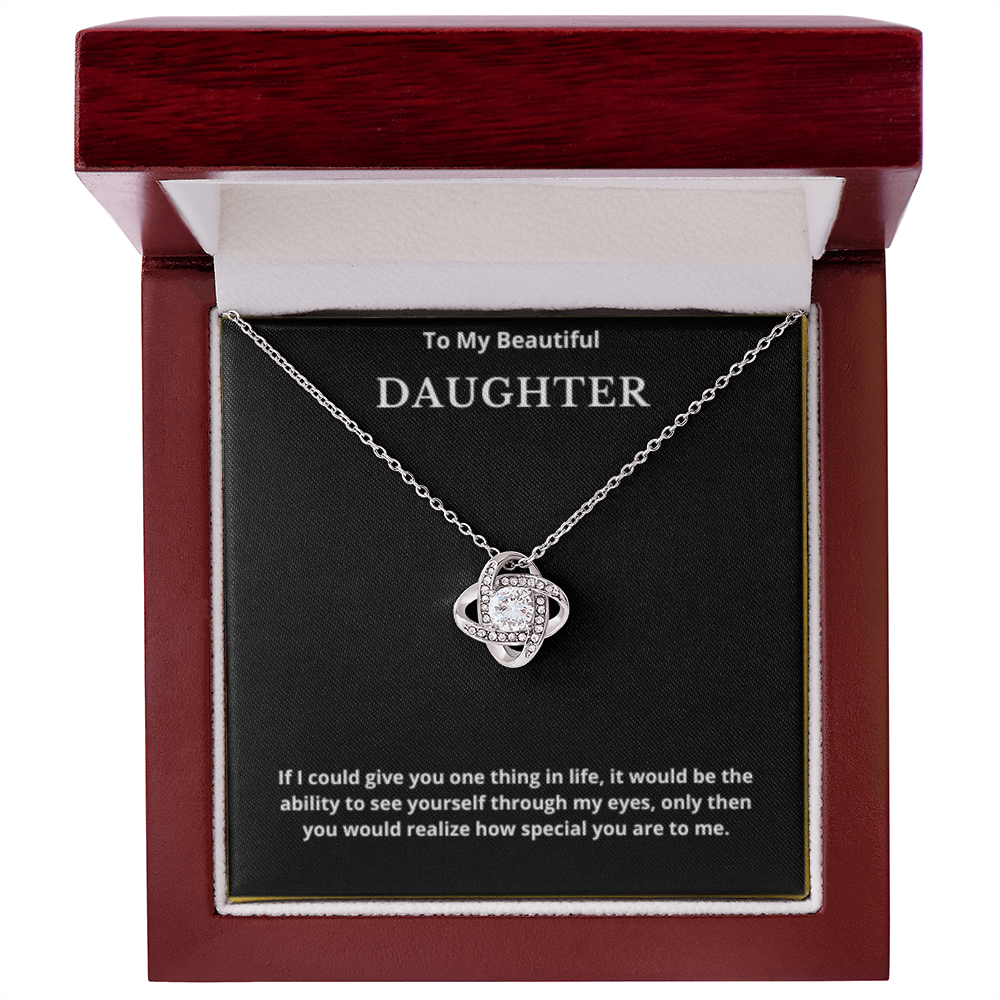 To My Beautiful Daughter Love Knot Necklace, Gift For Daughter From Mom, Daughter's Birthday, Daughter's Graduation, Daughter Jewelry