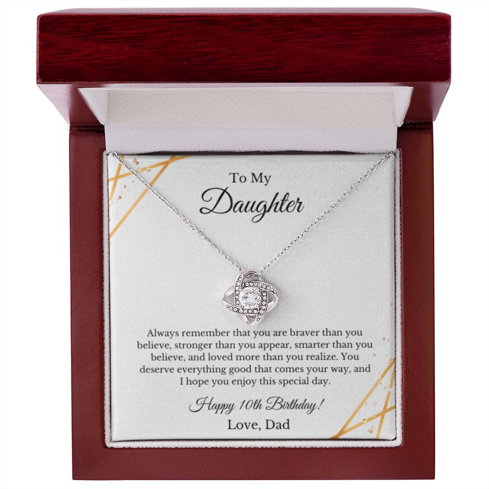 Daughter's 10th Birthday Necklace Gift With Message Card, To My Daughter 10th Birthday Gift From Dad